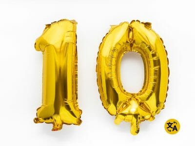 Number 10 Gold Balloons